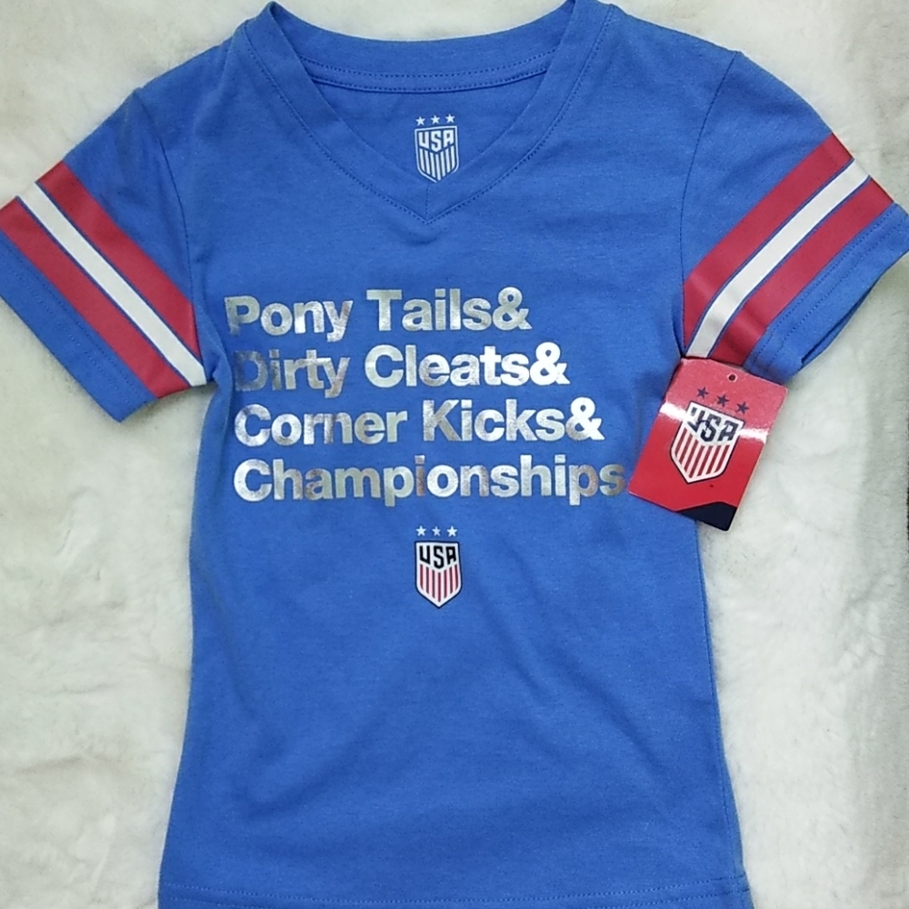 😻 4/$25 USA Girl's Blue Sports T-shirt XS NWT